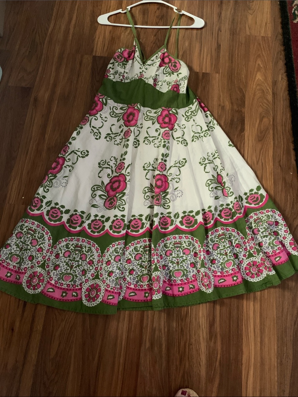 Advance Apparels White Sundress with Pink & Green Floral Print